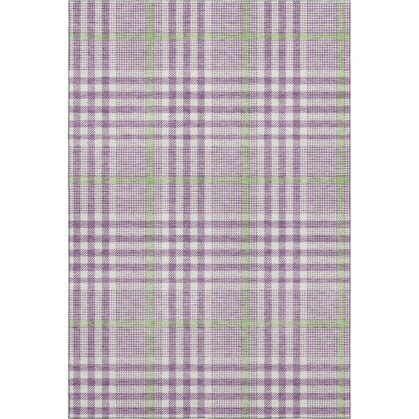 HomeRoots 10' X 14' Purple Ivory Artichoke Green Plaid Washable Area Rug with UV Defense for Family Spaces 682661
