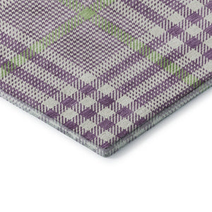 HomeRoots 10' X 14' Purple Ivory Artichoke Green Plaid Washable Area Rug with UV Defense for Family Spaces 682661