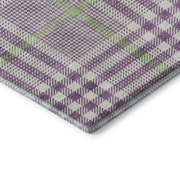 HomeRoots 10' X 14' Purple Ivory Artichoke Green Plaid Washable Area Rug with UV Defense for Family Spaces 682661
