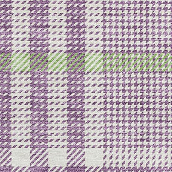 HomeRoots 10' X 14' Purple Ivory Artichoke Green Plaid Washable Area Rug with UV Defense for Family Spaces 682661