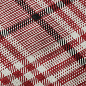HomeRoots 5' Cozy Red, Ivory & Black Plaid Washable Area Rug – UV Protected, Stain Resistant for Busy Homes 682663