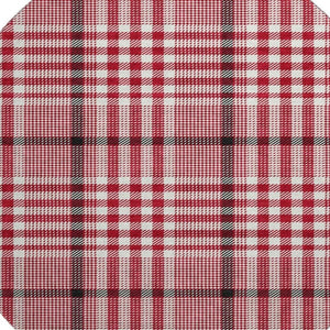 HomeRoots 8' Washable Round Rug in Red, Ivory & Black Plaid - Durable, Stain-Resistant & UV Protected Design! 682664