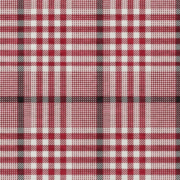 HomeRoots 8' X 10' Red Ivory Black Plaid Washable Area Rug - UV Protected, Durable, Kid & Pet-Friendly Design 682665