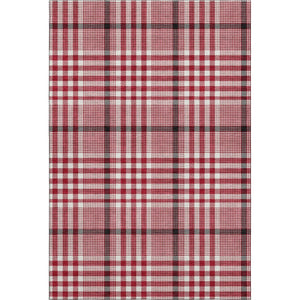HomeRoots 9' X 12' Red, Ivory, and Black Plaid Washable Area Rug for Pets with UV Protection & Easy Care 682666