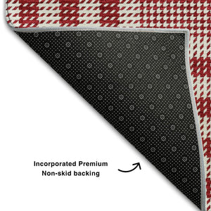 HomeRoots 9' X 12' Red, Ivory, and Black Plaid Washable Area Rug for Pets with UV Protection & Easy Care 682666