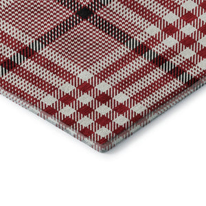 HomeRoots 9' X 12' Red, Ivory, and Black Plaid Washable Area Rug for Pets with UV Protection & Easy Care 682666