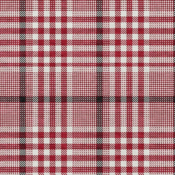 HomeRoots 9' X 12' Red, Ivory, and Black Plaid Washable Area Rug for Pets with UV Protection & Easy Care 682666