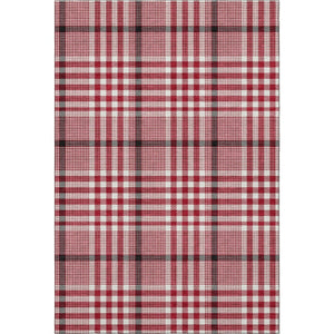 HomeRoots 9' X 12' Red, Ivory, and Black Plaid Washable Area Rug for Pets with UV Protection & Easy Care 682666