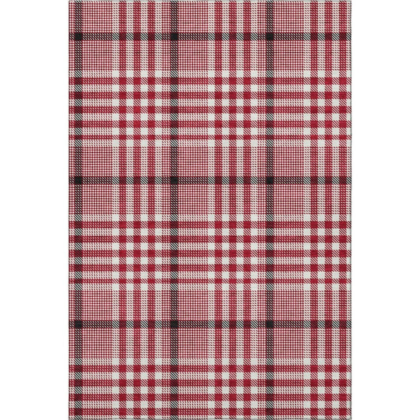 HomeRoots 9' X 12' Red, Ivory, and Black Plaid Washable Area Rug for Pets with UV Protection & Easy Care 682666