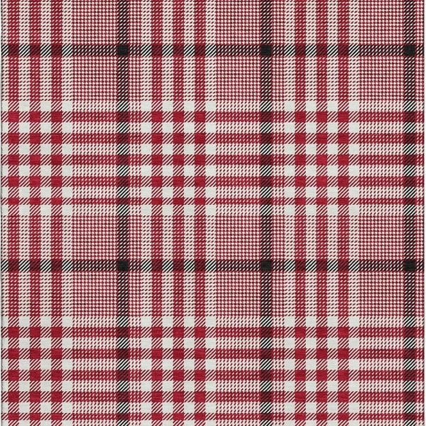 HomeRoots 10' X 14' Red Ivory & Black Plaid Area Rug - Durable, Stain-Resistant with UV Protection for Homes 682667