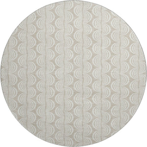 HomeRoots 8' Beige and Ivory Ogee Washable Round Rug – Soft, Stain-Resistant, UV-Protected for High-Traffic Areas 682676