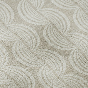 HomeRoots 8' Beige and Ivory Ogee Washable Round Rug – Soft, Stain-Resistant, UV-Protected for High-Traffic Areas 682676