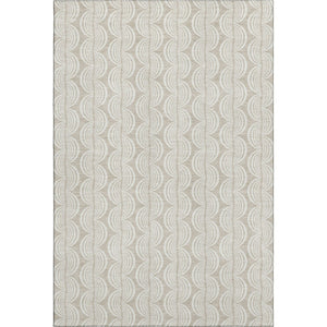 HomeRoots 8' X 10' Washable Beige and Ivory Ogee Area Rug with UV Protection for High-Traffic Spaces 682677
