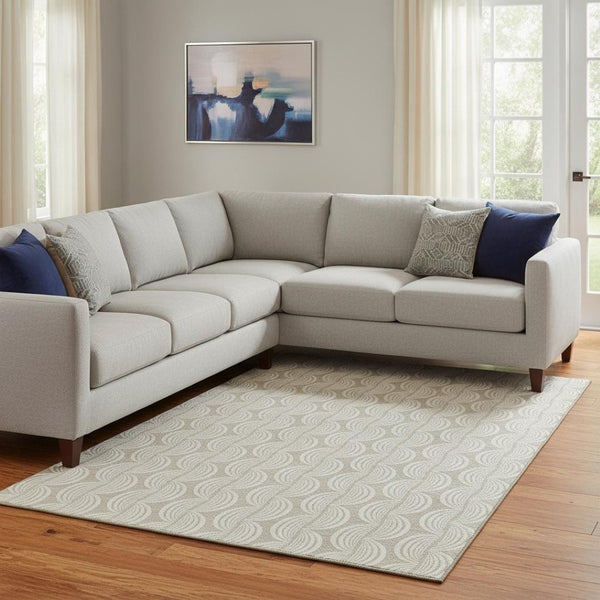 HomeRoots 10' X 14' Beige And Ivory Ogee Area Rug - Durable, Stain-Resistant with UV Protection for Busy Homes 682679