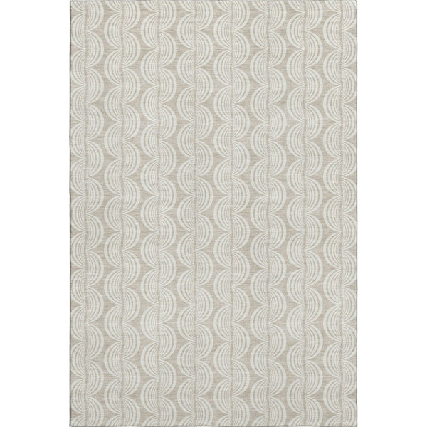 HomeRoots 10' X 14' Beige And Ivory Ogee Area Rug - Durable, Stain-Resistant with UV Protection for Busy Homes 682679