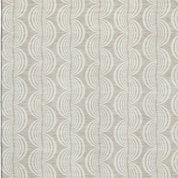 HomeRoots 10' X 14' Beige And Ivory Ogee Area Rug - Durable, Stain-Resistant with UV Protection for Busy Homes 682679