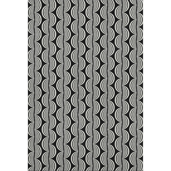 HomeRoots 5' X 8' Black And Ivory Ogee Area Rug - Stylish, Washable, UV-Protected for High Traffic Homes 682681