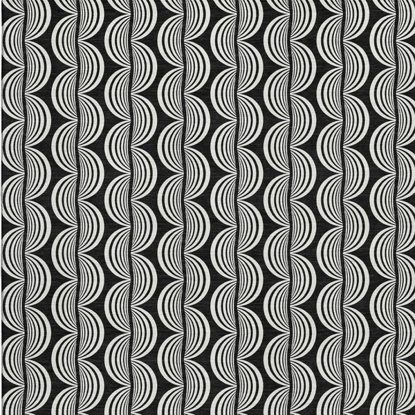 HomeRoots 5' X 8' Black And Ivory Ogee Area Rug - Stylish, Washable, UV-Protected for High Traffic Homes 682681