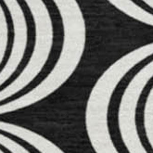 HomeRoots 8' Black and Ivory Ogee Washable Round Rug - Stylish, Durable, UV-Protected for Modern Living Spaces 682682