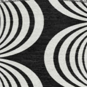 HomeRoots 8' Black and Ivory Ogee Washable Round Rug - Stylish, Durable, UV-Protected for Modern Living Spaces 682682