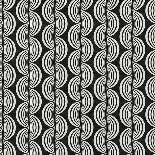 HomeRoots 8' X 10' Black and Ivory Ogee Area Rug - Washable, Stain Resistant, UV Protected for Everyday Use 682683
