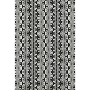 HomeRoots 9' X 12' Ogee Area Rug in Black and Ivory – Washable, UV Protected, Stain Resistant for Busy Homes 682684