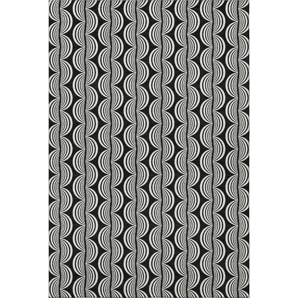 HomeRoots 9' X 12' Ogee Area Rug in Black and Ivory – Washable, UV Protected, Stain Resistant for Busy Homes 682684