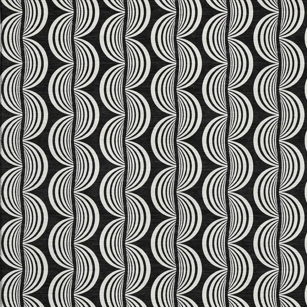 HomeRoots 10' X 14' Black And Ivory Ogee Area Rug – Washable, UV-Protected, Stain Resistant for Indoor & Outdoor Use 682685