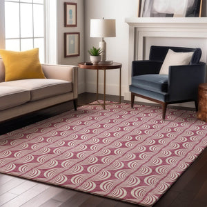 HomeRoots 5' X 8' Stylish Blush & Ivory Ogee Washable Area Rug - Stain Resistant, UV Protected & Durable! 682687