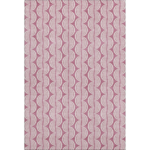 HomeRoots 5' X 8' Stylish Blush & Ivory Ogee Washable Area Rug - Stain Resistant, UV Protected & Durable! 682687