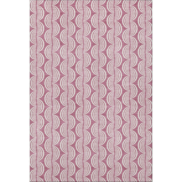 HomeRoots 5' X 8' Stylish Blush & Ivory Ogee Washable Area Rug - Stain Resistant, UV Protected & Durable! 682687