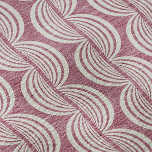 HomeRoots 8' Blush and Ivory Ogee Round Rug – Washable, UV Protected, Durable & Stylish for Modern Homes 682688