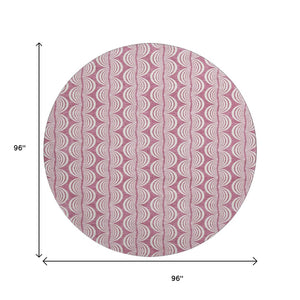 HomeRoots 8' Blush and Ivory Ogee Round Rug – Washable, UV Protected, Durable & Stylish for Modern Homes 682688