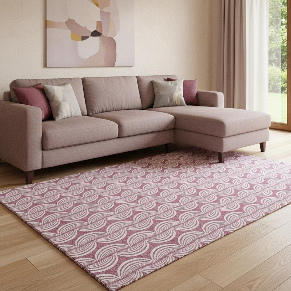 HomeRoots 8' X 10' Blush and Ivory Ogee Area Rug - Stylish, Washable, UV Protected for High-Traffic Spaces 682689