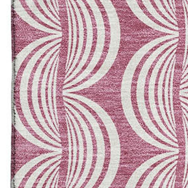 HomeRoots 8' X 10' Blush and Ivory Ogee Area Rug - Stylish, Washable, UV Protected for High-Traffic Spaces 682689
