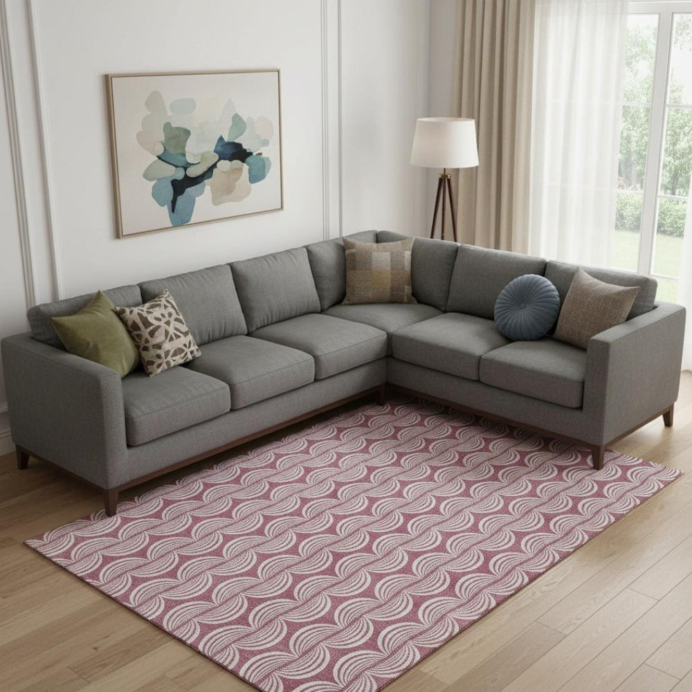 HomeRoots 9' X 12' Blush & Ivory Ogee Area Rug - Soft, Stain-Resistant, UV-Protected for Family Living Spaces 682690