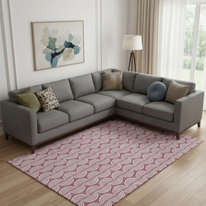 HomeRoots 9' X 12' Blush & Ivory Ogee Area Rug - Soft, Stain-Resistant, UV-Protected for Family Living Spaces 682690