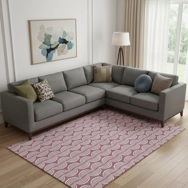 HomeRoots 9' X 12' Blush & Ivory Ogee Area Rug - Soft, Stain-Resistant, UV-Protected for Family Living Spaces 682690