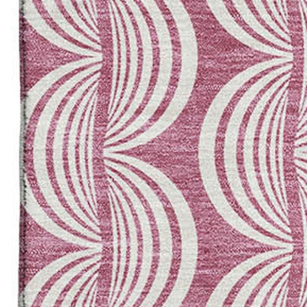 HomeRoots 10' X 14' Blush & Ivory Ogee Washable Area Rug – Durable, Stain Resistant, UV Protected & Stylish 682691