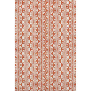 HomeRoots 8' x 10' Coral and Ivory Ogee Area Rug - Stylish, Washable, UV-Protected, Stain-Resistant Design 682695