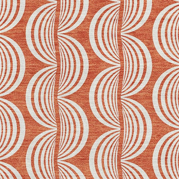 HomeRoots 8' x 10' Coral and Ivory Ogee Area Rug - Stylish, Washable, UV-Protected, Stain-Resistant Design 682695