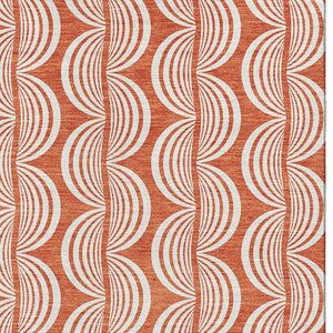 HomeRoots 8' x 10' Coral and Ivory Ogee Area Rug - Stylish, Washable, UV-Protected, Stain-Resistant Design 682695