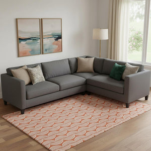 HomeRoots 9' X 12' Coral And Ivory Ogee Area Rug – Stylish, Durable, Washable with UV Protection for Family Homes 682696