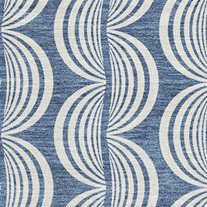 HomeRoots 8' X 10' Denim Blue, Ivory & Gray Ogee Area Rug - Stylish, Washable, UV-Protected for Family Homes 682701