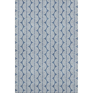 HomeRoots 9' X 12' Transitional Denim Blue, Ivory & Gray Ogee Area Rug - Washable, UV Protected & Stain Resistant! 682702