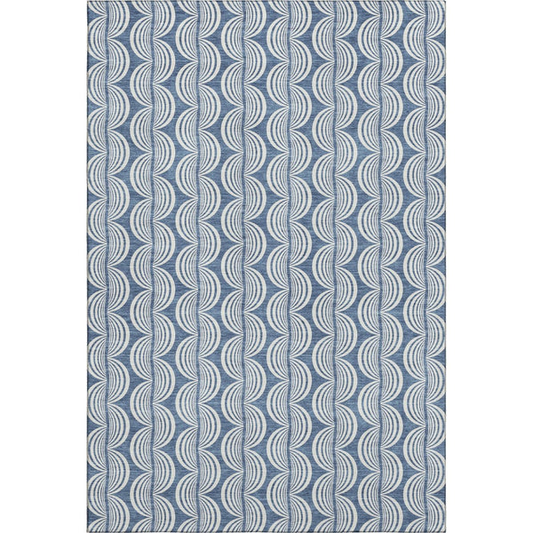 HomeRoots 9' X 12' Transitional Denim Blue, Ivory & Gray Ogee Area Rug - Washable, UV Protected & Stain Resistant! 682702