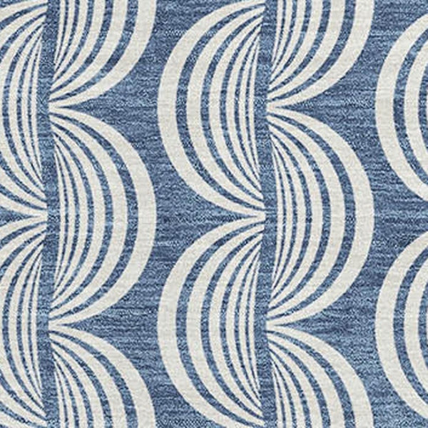HomeRoots 9' X 12' Transitional Denim Blue, Ivory & Gray Ogee Area Rug - Washable, UV Protected & Stain Resistant! 682702