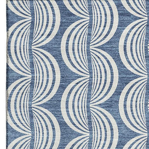 HomeRoots 9' X 12' Transitional Denim Blue, Ivory & Gray Ogee Area Rug - Washable, UV Protected & Stain Resistant! 682702