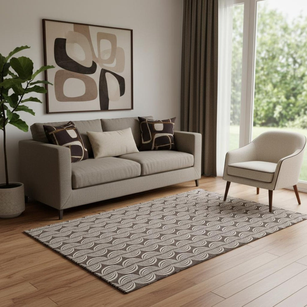 HomeRoots 5' X 8' Chocolate and Ivory Ogee Area Rug - Durable, Washable, UV-Protected for Stylish Homes 682705
