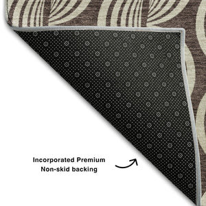HomeRoots 5' X 8' Chocolate and Ivory Ogee Area Rug - Durable, Washable, UV-Protected for Stylish Homes 682705